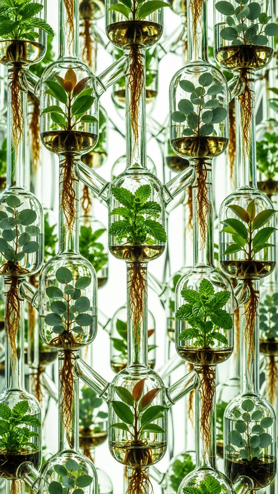 Tanaman herbal dalam tabung laboratorium